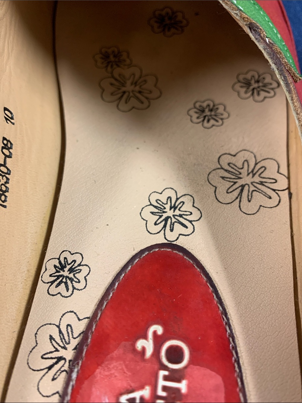 Via Veneto Red Leather Floral Appliqué Mules - Picture 11 of 11